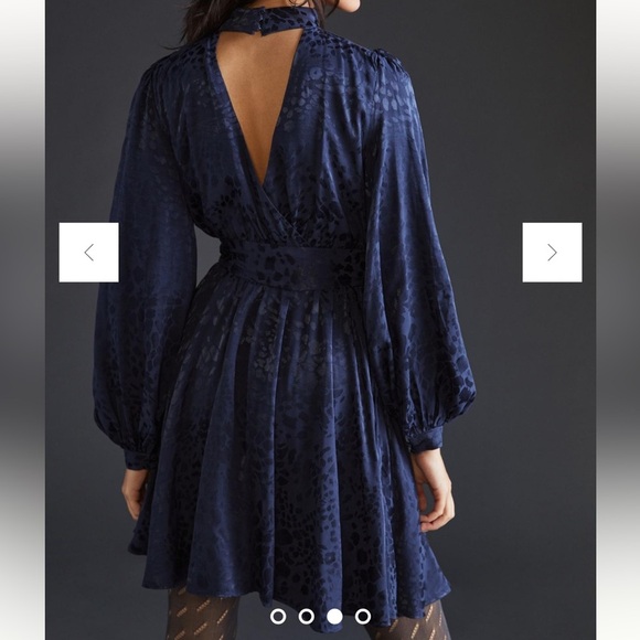 NWT Anthropologie navy Jacquard Mini Dress size xs - Picture 2 of 8